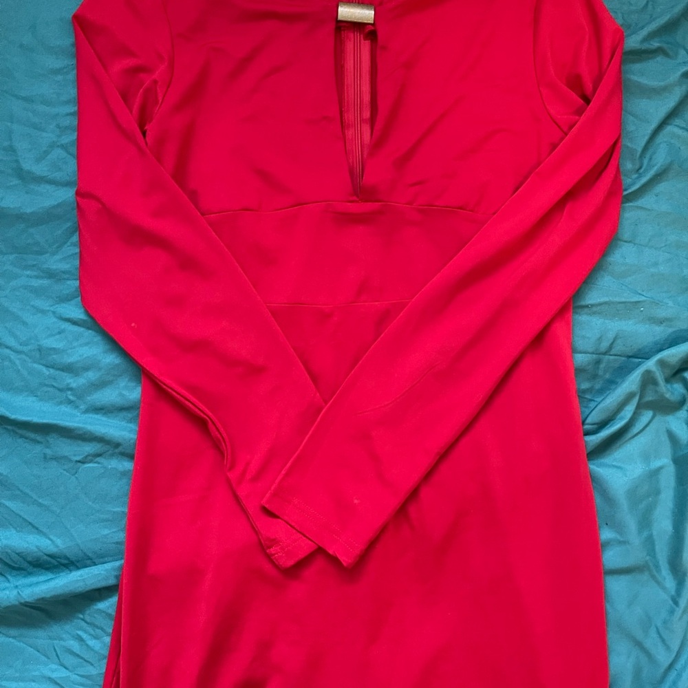 Elegant Red Long Sleeve Dress